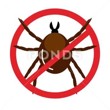 Sign Beware Of Ticks Isolated On White Vector Illustration Graphic