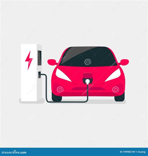 Modern Electric Car Charges On An Electric Vehicle EV Charging Station ...
