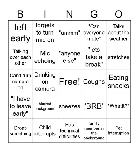 Teams Bingo Card