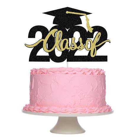 Buy Class Of Graduation Cake Topper Gold And Black Glitter