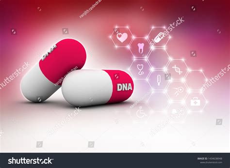 3d Render Dna Structure Capsule Stock Illustration 1434638948