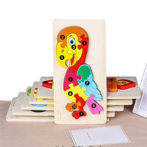 PUZZLE KLOCKI DREWNIANE 3D Montessori Edukacyjne ERLI Pl