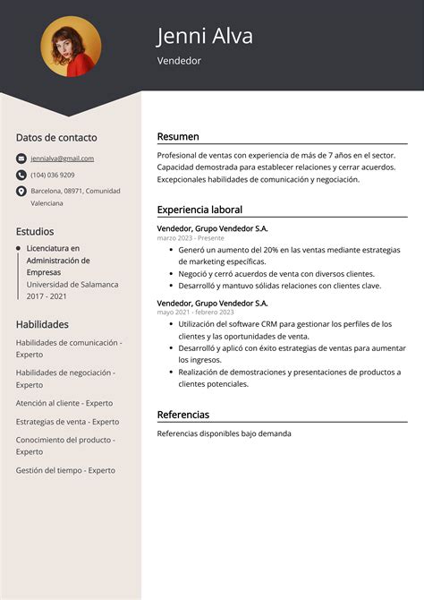 Ejemplos De Curriculum Vitae Vendedor Plantilla Y Consejos