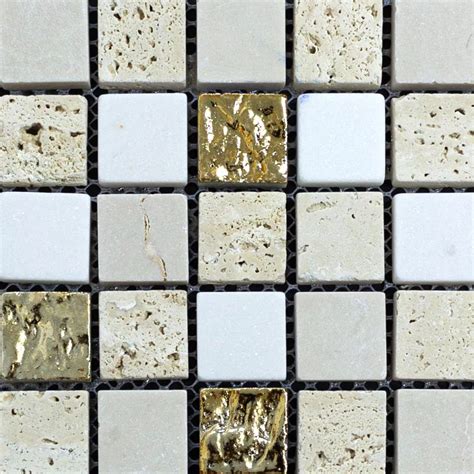 Marmor Naturstein Mosaik Fliesen Limonello Gold Creme