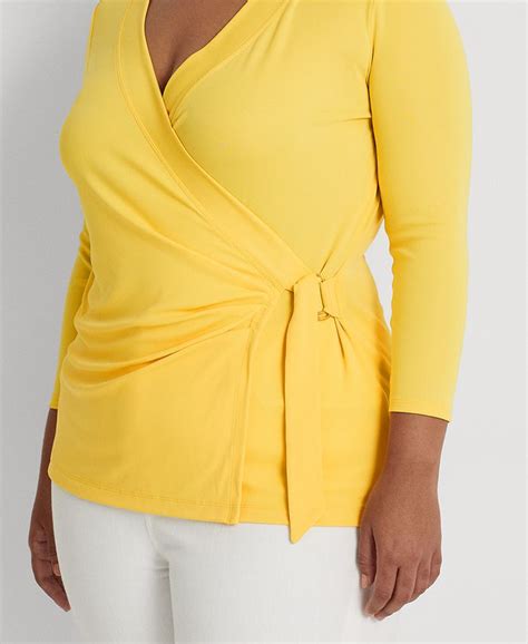 Lauren Ralph Lauren Plus Size Stretch Infused Surplice Top And Reviews Tops Plus Sizes Macys