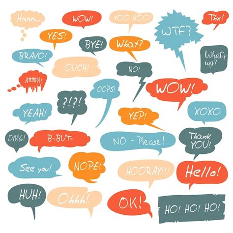 Premium Vector Colorful Vector Set Of Speech Bubbles With Short