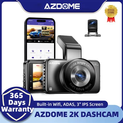 AZDOME M17 Pro 2K Dual Lens Dash Cam 3'' Screen Built-In Wi-Fi ADAS ...