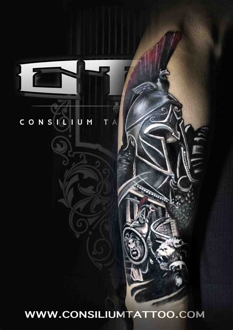 tatuaje guerrero en la pierna (CTS) - CONSILIUM TATTOO STUDIO