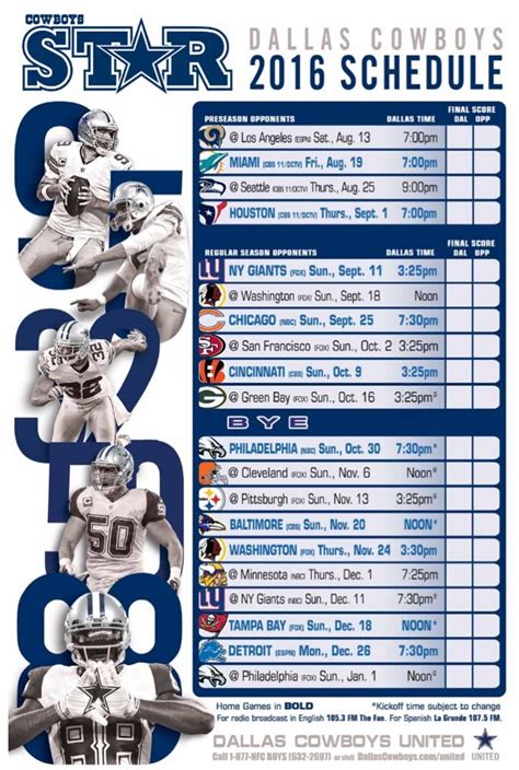 Dallas Cowboys 2024 Schedule Printable