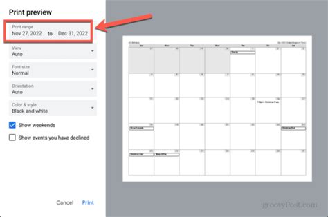 How To Print Google Calendar