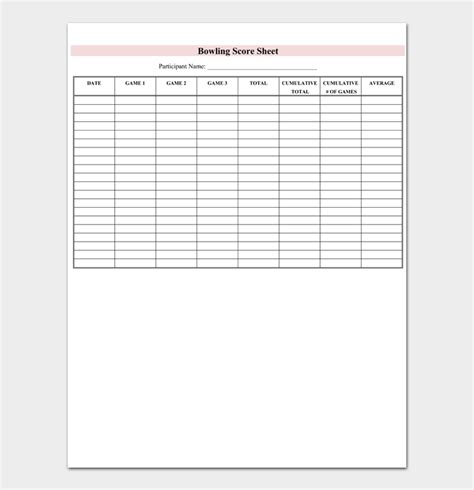 Free Bowling Score Sheet Printable Templates Pdf Excel Off