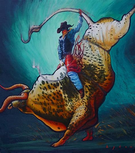 Bull Rider Painting By Les Lyden Pixels