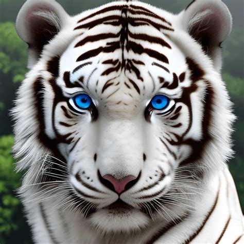 Complete White Tiger Head With Light Blue Eyes Creative Fabrica