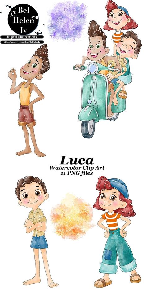 Luca Watercolor Clipart Png Digital Download Luca Png Luca Etsy In