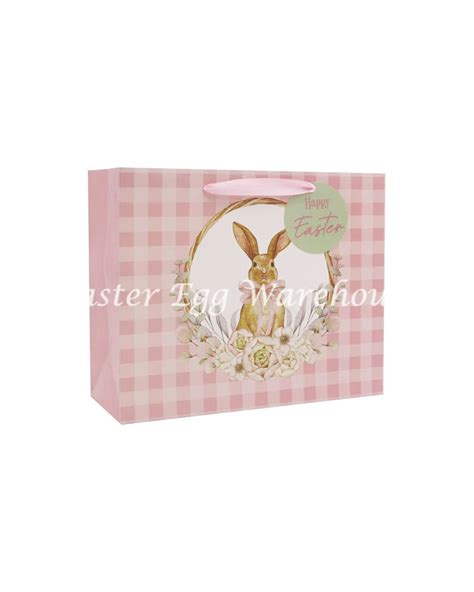 Pink Gingham Easter Gift Bag Medium X X Cm Easter Egg