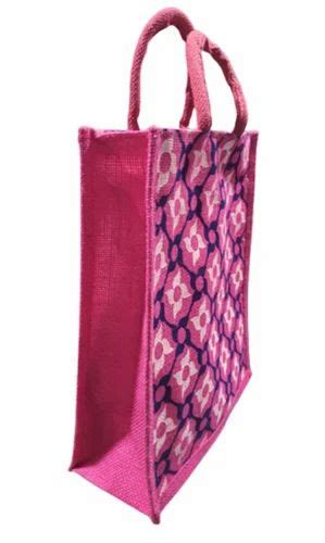 Pink Jute Shopping Bag Size 14x12x5 Inch At Rs 57 Piece In Rajarhat