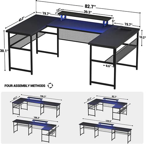 Buy Unikito U Shaped Computer Desk With Power Outlet And Led Strip