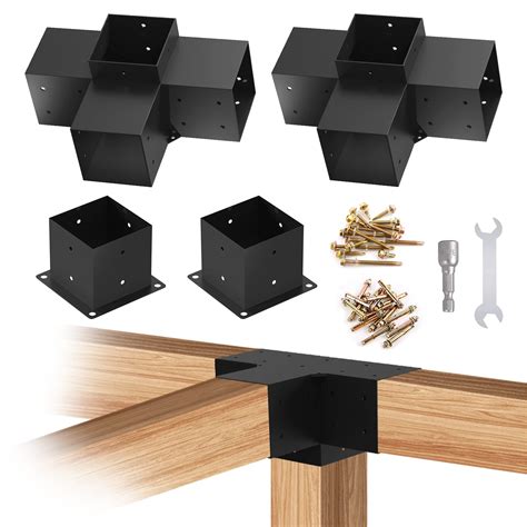 Kinchoix 6x6 Woodworks Pergola Brackets Kit 4 Way Corner Extension