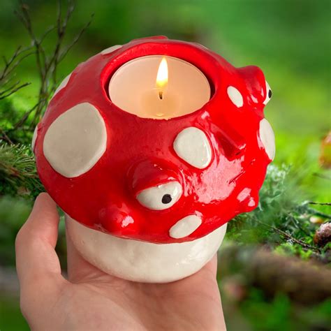 Mushroom Tea Light Candle Holder Ponkywots