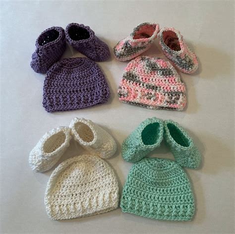 Newborn Baby Hat And Baby Booties Crochet Pattern Bundle Etsy