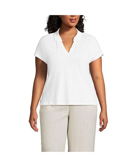 Lands End Womens Plus Size Johnny Collar Polo Macys