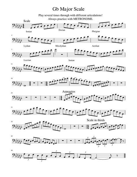 Gb Major Scale Sheet Music For Bassoon Solo