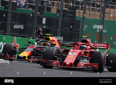 Kimi Raikkonen Fin Ferrari Sf71h And Max Verstappen Nld Red Bull Racing Rb14 Battle For