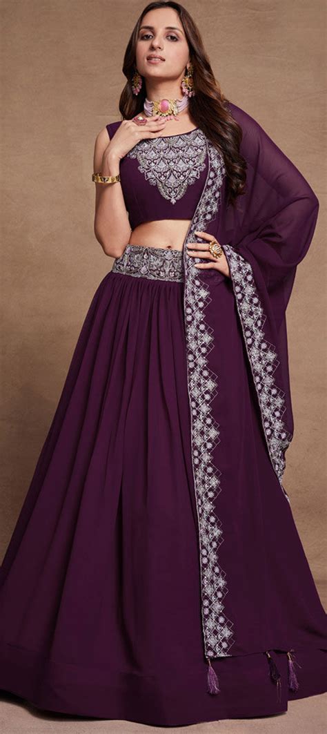 Mehendi Sangeet Reception Wedding Purple And Violet Color Georgette