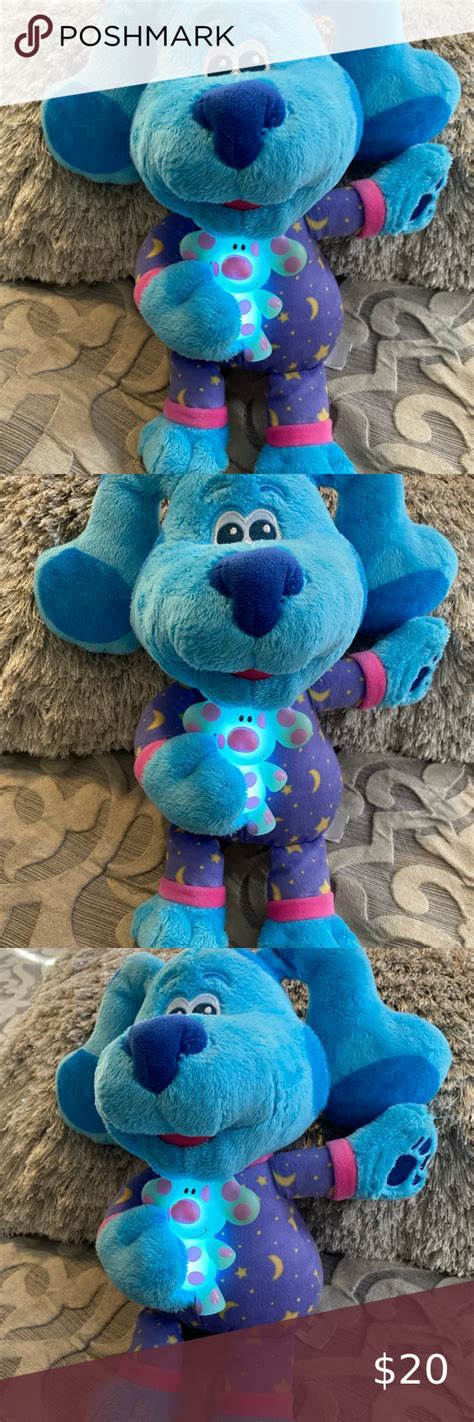 Blues Clues And You Bedtime Blue Plush Polka Dots Glows Lights Up Music