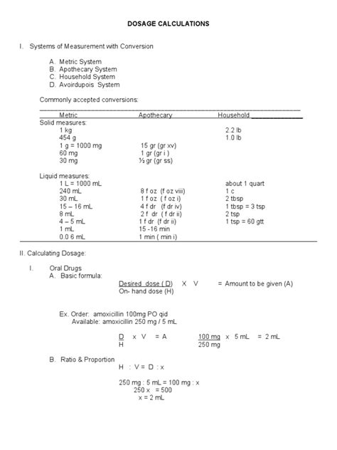 Drug Calculations Pharmaceutical Sciences Pharmacy