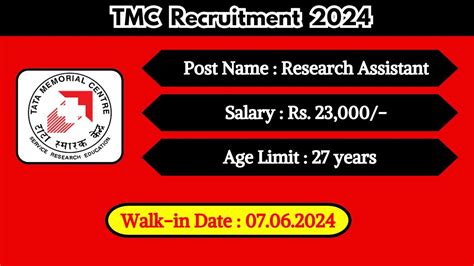 Tmc Recruitment 2024 Walk In Interviews For Research Assistant On June 07 2024 News