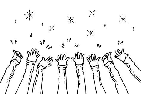 Doodle Hands Up Hands Clapping Applause Gestures Congratulation