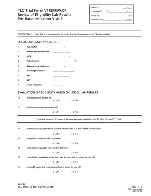 Fillable Online Niehs Nih Tlc Trial Form V Review Review Of