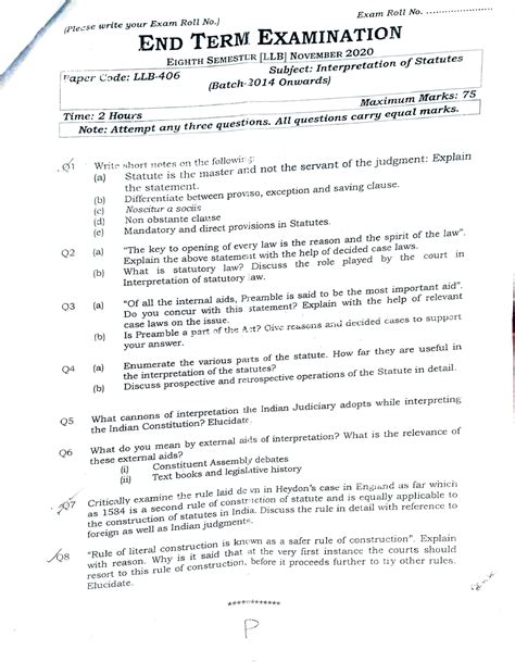 IOS Previous Year Question Papers GGSIPU BALLB Studocu