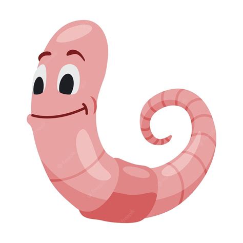 Premium Vector Funny Worm Pink Happy Crawler Creeps And Smiles Earth