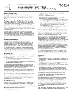 Fillable Online Tax Ny Form IT 252 I 2011 Instructions For Form IT 252