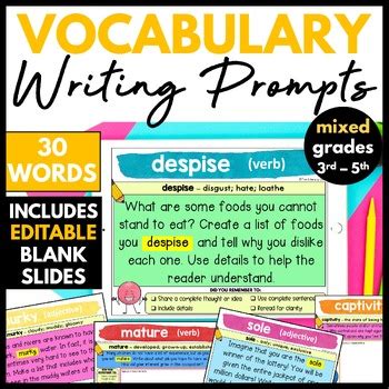 Vocabulary | Vocabulary Practice | Creative Writing Prompts | TPT