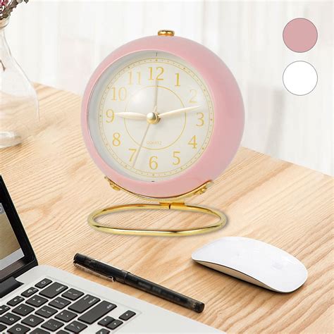 Hotbest Small Desk Clocks Classic Non Ticking Tabletop Alarm Clock