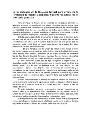 La Importancia De La Tipologia Textual Para Promover La Formaci N De