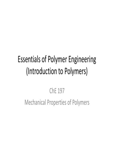 Mechanical Properties of Polymers | PDF | Deformation (Engineering ...