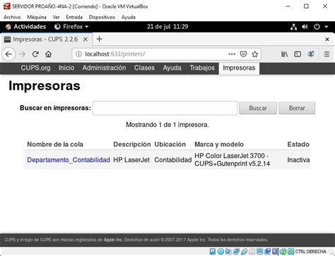APLICACIÓN DE SISTEMAS OPERATIVOS Añadir Impresoras en CUPS