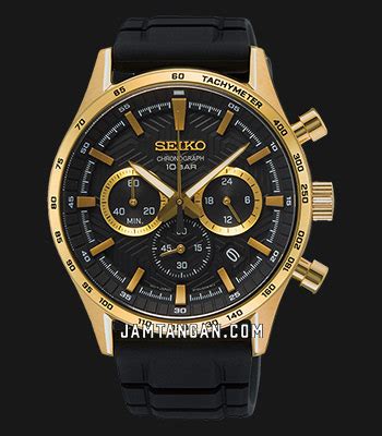 Seiko Chronograph Ssb P Essentials Black Dial Black Silicone Strap