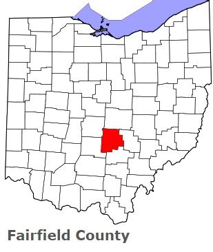 Fairfield County on the map of Ohio 2024. Cities, roads, borders and directions in Fairfield ...