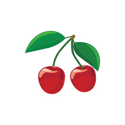 Ripe Red Cherry Berries With Icon Cartoon Style 14628405 Vector Art At