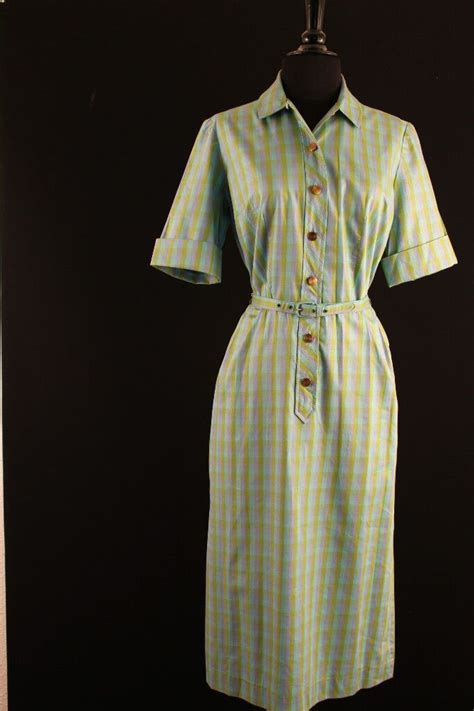 Vintage 1950s Deadstock Turquoise Plaid Dress Sz 8 Ebay Vintage 1950s Vintage Style Vintage