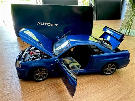 1 18 Autoart Nissan Skyline Gtr R34 V Spec Ii Bayside Blue Diecast Mint Eur 153 82 Picclick It