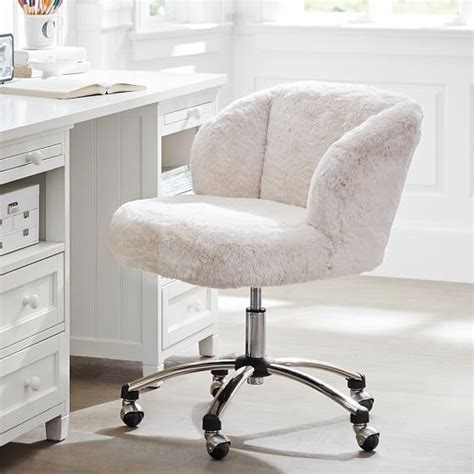 White Fluffy Desk Chair Furniture Swivel Chair Desk White Chair