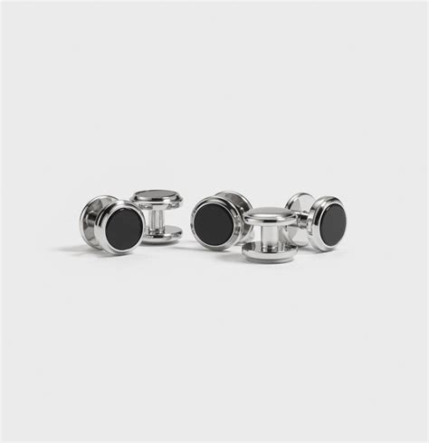 Silver Onyx Button Studs | The Black Tux