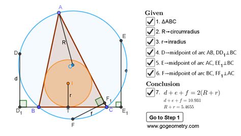 Igs Dynamic Geometry 1469 Triangle Circumradius Inradius Midpoints