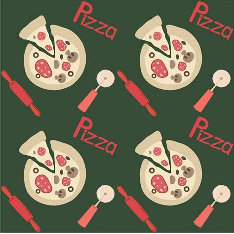 Pizza de patrones sin fisuras vector dibujado a mano ilustración